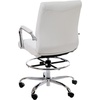 image:imageFlash Furniture Whitney MidBack Swivel LeatherSoft Drafting Chair with Padded Seat Armrests and Foot Ring Adjustable Office Chair WhiteChromeWhite