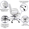 image:imageFlash Furniture Whitney MidBack Swivel LeatherSoft Drafting Chair with Padded Seat Armrests and Foot Ring Adjustable Office Chair WhiteChromeWhite