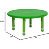 image:imageFlash Furniture Wren 33 Round Natural Plastic Height AdjusTable with Rounded Safety Corners Activity Table with Rounded Safety CornersGreen