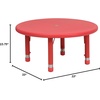 image:imageFlash Furniture Wren 33 Round Natural Plastic Height AdjusTable with Rounded Safety Corners Activity Table with Rounded Safety CornersRed