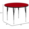 image:imageFlash Furniture Wren 42 Round Oak Thermal Laminate Activity Table  Standard Height Adjustable LegsRed