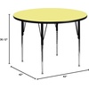 image:imageFlash Furniture Wren 42 Round Oak Thermal Laminate Activity Table  Standard Height Adjustable LegsYellow