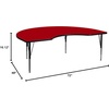 image:imageFlash Furniture Wren 48W x 72L Kidney Grey Thermal Laminate Activity Table  Height Adjustable Short LegsRed