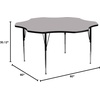 image:imageFlash Furniture Wren 60 Flower Grey Thermal Laminate Activity Table  Standard Height Adjustable LegsGrey