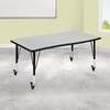 image:imageFlash Furniture Wren Mobile 28W x 475L Rectangular Wave Flexible Collaborative Oak Thermal Laminate Activity Table  Height Adjustable Short LegsGrey