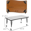 image:imageFlash Furniture Wren Mobile 28W x 475L Rectangular Wave Flexible Collaborative Oak Thermal Laminate Activity Table  Height Adjustable Short LegsGrey