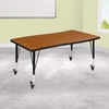 image:imageFlash Furniture Wren Mobile 28W x 475L Rectangular Wave Flexible Collaborative Oak Thermal Laminate Activity Table  Height Adjustable Short LegsOak