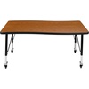image:imageFlash Furniture Wren Mobile 28W x 475L Rectangular Wave Flexible Collaborative Oak Thermal Laminate Activity Table  Height Adjustable Short LegsOak