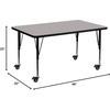 image:imageFlash Furniture Wren Mobile 30W x 48L Rectangular Grey HP Laminate Activity Table  Height Adjustable Short LegsGrey