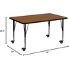 image:imageFlash Furniture Wren Mobile 30W x 48L Rectangular Grey HP Laminate Activity Table  Height Adjustable Short LegsOak