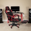 image:imageFlash Furniture X20 Gaming Chair Racing Office Ergonomic Computer PC Adjustable Swivel Chair with Fully Reclining Back in Gray LeatherSoftRed