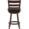 image:imageFlash Furniture Zerrick Commercial Classic Ladderback Barstool  Espresso Wood Frame  Black LeatherSoft Seat  Counter Height  360 Swivel Seat  FootrestBlack VinylEspresso Frame