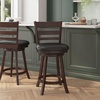 image:imageFlash Furniture Zerrick Commercial Classic Ladderback Barstool  Espresso Wood Frame  Black LeatherSoft Seat  Counter Height  360 Swivel Seat  FootrestBlack VinylEspresso Frame