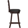 image:imageFlash Furniture Zerrick Commercial Classic Ladderback Barstool  Espresso Wood Frame  Black LeatherSoft Seat  Counter Height  360 Swivel Seat  FootrestBlack VinylEspresso Frame