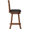 image:imageFlash Furniture Zerrick Commercial Classic Ladderback Barstool  Espresso Wood Frame  Black LeatherSoft Seat  Counter Height  360 Swivel Seat  FootrestBlack VinylAntique Oak Frame