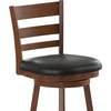 image:imageFlash Furniture Zerrick Commercial Classic Ladderback Barstool  Espresso Wood Frame  Black LeatherSoft Seat  Counter Height  360 Swivel Seat  FootrestBlack VinylAntique Oak Frame