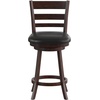 image:imageFlash Furniture Zerrick Commercial Classic Ladderback Barstool  Espresso Wood Frame  Black LeatherSoft Seat  Counter Height  360 Swivel Seat  FootrestBlack VinylEspresso Frame
