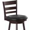 image:imageFlash Furniture Zerrick Commercial Classic Ladderback Barstool  Espresso Wood Frame  Black LeatherSoft Seat  Counter Height  360 Swivel Seat  FootrestBlack VinylEspresso Frame