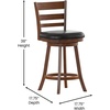 image:imageFlash Furniture Zerrick Commercial Classic Ladderback Barstool  Espresso Wood Frame  Black LeatherSoft Seat  Counter Height  360 Swivel Seat  FootrestBlack VinylAntique Oak Frame