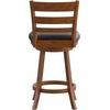 image:imageFlash Furniture Zerrick Commercial Classic Ladderback Barstool  Espresso Wood Frame  Black LeatherSoft Seat  Counter Height  360 Swivel Seat  FootrestBlack VinylAntique Oak Frame