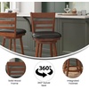 image:imageFlash Furniture Zerrick Commercial Classic Ladderback Barstool  Espresso Wood Frame  Black LeatherSoft Seat  Counter Height  360 Swivel Seat  FootrestBlack VinylAntique Oak Frame