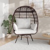 image:imageFlash Furniture Zola Commercial IndoorOutdoor Swivel Lounge Chair Oversized Wicker Egg Chair 360 Degree Swivel High Back 4 Cushions CreamBrownCream CushionsBrown Frame