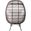 image:imageFlash Furniture Zola Commercial IndoorOutdoor Swivel Lounge Chair Oversized Wicker Egg Chair 360 Degree Swivel High Back 4 Cushions CreamBrownCream CushionsBrown Frame