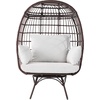 image:imageFlash Furniture Zola Commercial IndoorOutdoor Swivel Lounge Chair Oversized Wicker Egg Chair 360 Degree Swivel High Back 4 Cushions CreamBrownCream CushionsBrown Frame