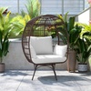 image:imageFlash Furniture Zola Commercial IndoorOutdoor Swivel Lounge Chair Oversized Wicker Egg Chair 360 Degree Swivel High Back 4 Cushions CreamBrownCream CushionsBrown Frame
