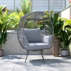 image:imageFlash Furniture Zola Commercial IndoorOutdoor Swivel Lounge Chair Oversized Wicker Egg Chair 360 Degree Swivel High Back 4 Cushions CreamBrownGray CushionsGray Frame