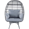 image:imageFlash Furniture Zola Commercial IndoorOutdoor Swivel Lounge Chair Oversized Wicker Egg Chair 360 Degree Swivel High Back 4 Cushions CreamBrownGray CushionsGray Frame