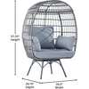 image:imageFlash Furniture Zola Commercial IndoorOutdoor Swivel Lounge Chair Oversized Wicker Egg Chair 360 Degree Swivel High Back 4 Cushions CreamBrownGray CushionsGray Frame