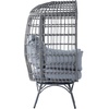 image:imageFlash Furniture Zola Commercial IndoorOutdoor Swivel Lounge Chair Oversized Wicker Egg Chair 360 Degree Swivel High Back 4 Cushions CreamBrownGray CushionsGray Frame
