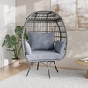 image:imageFlash Furniture Zola Commercial IndoorOutdoor Swivel Lounge Chair Oversized Wicker Egg Chair 360 Degree Swivel High Back 4 Cushions CreamBrownGray CushionsGray Frame