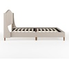 image:imageMartha Stewart Amelia Platform Bed with Curved Headboard and Cushioned Side Rails Boucle Upholstery Wood Slat Foundation No Box Spring Needed King OffWhite BoucleBeige FabricWalnut Legs