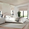 image:imageMartha Stewart Amelia Platform Bed with Curved Headboard and Cushioned Side Rails Boucle Upholstery Wood Slat Foundation No Box Spring Needed King OffWhite BoucleBeige FabricWalnut Legs