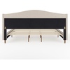image:imageMartha Stewart Amelia Platform Bed with Curved Headboard and Cushioned Side Rails Boucle Upholstery Wood Slat Foundation No Box Spring Needed King OffWhite BoucleBeige FabricWalnut Legs