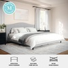 image:imageMartha Stewart Amelia Platform Bed with Curved Headboard and Cushioned Side Rails Boucle Upholstery Wood Slat Foundation No Box Spring Needed King OffWhite BoucleGray FabricBlack Legs