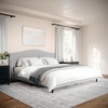 image:imageMartha Stewart Amelia Platform Bed with Curved Headboard and Cushioned Side Rails Boucle Upholstery Wood Slat Foundation No Box Spring Needed King OffWhite BoucleGray FabricBlack Legs
