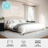 image:imageMartha Stewart Amelia Platform Bed with Curved Headboard and Cushioned Side Rails Boucle Upholstery Wood Slat Foundation No Box Spring Needed King OffWhite BoucleBeige FabricWalnut Legs