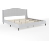 image:imageMartha Stewart Amelia Platform Bed with Curved Headboard and Cushioned Side Rails Boucle Upholstery Wood Slat Foundation No Box Spring Needed King OffWhite BoucleGray FabricBlack Legs