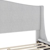 image:imageMartha Stewart Amelia Platform Bed with Curved Headboard and Cushioned Side Rails Boucle Upholstery Wood Slat Foundation No Box Spring Needed King OffWhite BoucleGray FabricBlack Legs