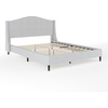 image:imageMartha Stewart Amelia Platform Bed with Curved Headboard and Cushioned Side Rails Boucle Upholstery Wood Slat Foundation No Box Spring Needed King OffWhite BoucleGray FabricBlack Legs