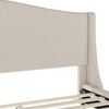 image:imageMartha Stewart Amelia Platform Bed with Curved Headboard and Cushioned Side Rails Boucle Upholstery Wood Slat Foundation No Box Spring Needed King OffWhite BoucleBeige FabricWalnut Legs