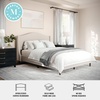 image:imageMartha Stewart Amelia Platform Bed with Curved Headboard and Cushioned Side Rails Boucle Upholstery Wood Slat Foundation No Box Spring Needed King OffWhite BoucleBeige FabricWalnut Legs