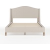 image:imageMartha Stewart Amelia Platform Bed with Curved Headboard and Cushioned Side Rails Boucle Upholstery Wood Slat Foundation No Box Spring Needed King OffWhite BoucleBeige FabricWalnut Legs