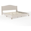 image:imageMartha Stewart Amelia Platform Bed with Curved Headboard and Cushioned Side Rails Boucle Upholstery Wood Slat Foundation No Box Spring Needed King OffWhite BoucleBeige FabricWalnut Legs