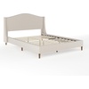 image:imageMartha Stewart Amelia Platform Bed with Curved Headboard and Cushioned Side Rails Boucle Upholstery Wood Slat Foundation No Box Spring Needed King OffWhite BoucleBeige FabricWalnut Legs