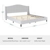 image:imageMartha Stewart Amelia Platform Bed with Curved Headboard and Cushioned Side Rails Boucle Upholstery Wood Slat Foundation No Box Spring Needed King OffWhite BoucleGray FabricBlack Legs