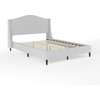 image:imageMartha Stewart Amelia Platform Bed with Curved Headboard and Cushioned Side Rails Boucle Upholstery Wood Slat Foundation No Box Spring Needed King OffWhite BoucleGray FabricBlack Legs